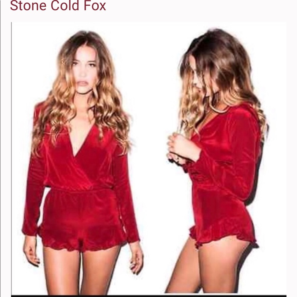 Stone cold fox red silk romper size 1